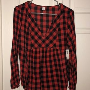 Old Navy plaid peplum blouse